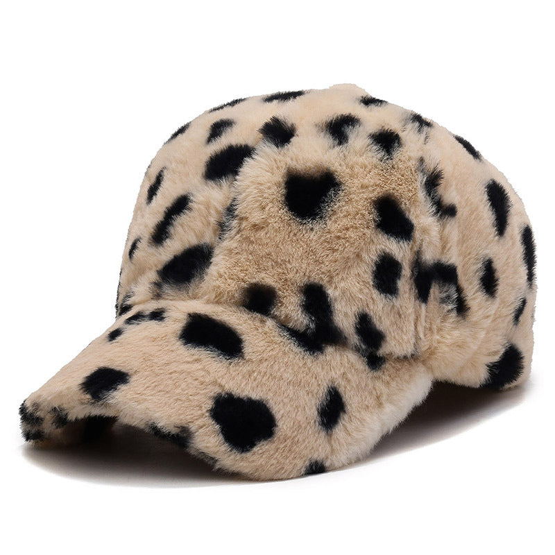 Leopard Fleece Baseball Cap