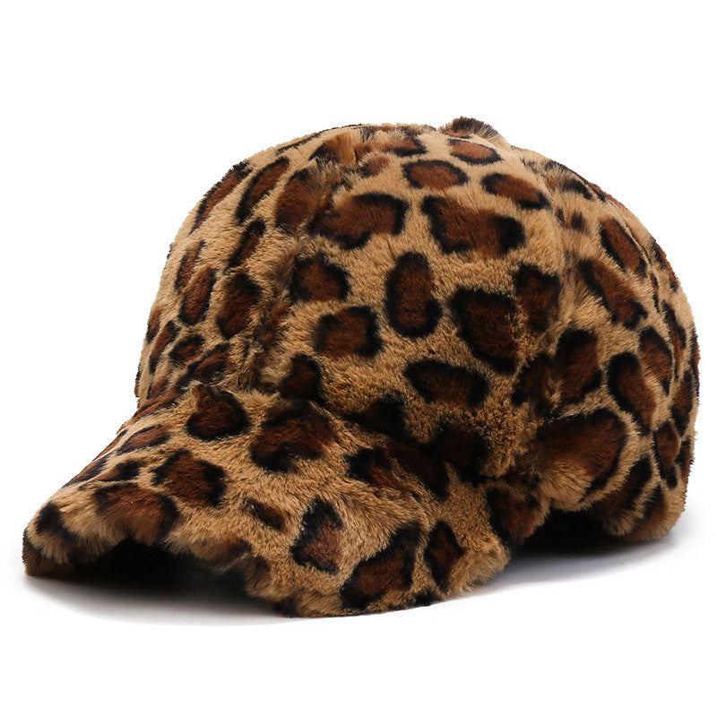 Leopard Fleece Baseball Cap