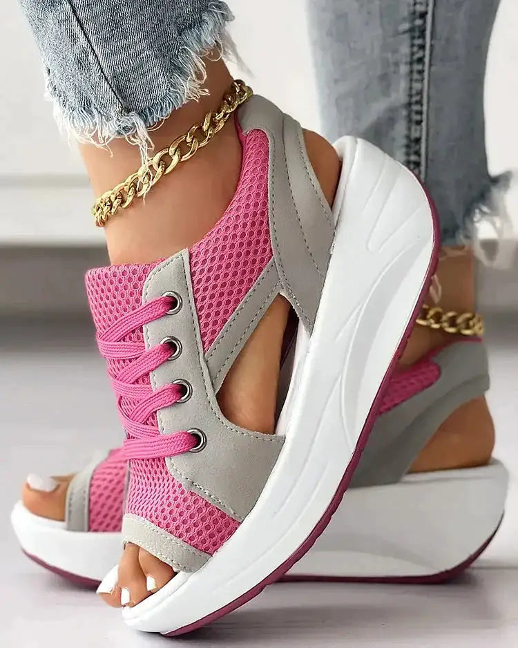 Women's Open Toe Sneakers with Cut Out Design