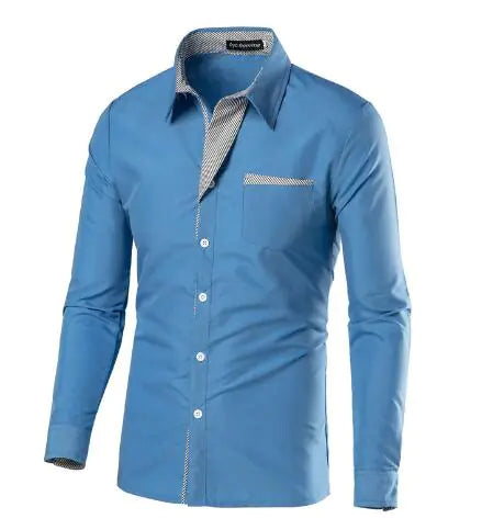 Male Fashion Shirts Full Sleeve Stripe Shirt Men Slim Fit Design Formal   Dress Shirts 14 Colors Size M-4XL