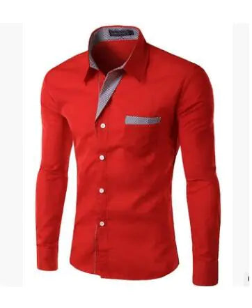 Male Fashion Shirts Full Sleeve Stripe Shirt Men Slim Fit Design Formal   Dress Shirts 14 Colors Size M-4XL