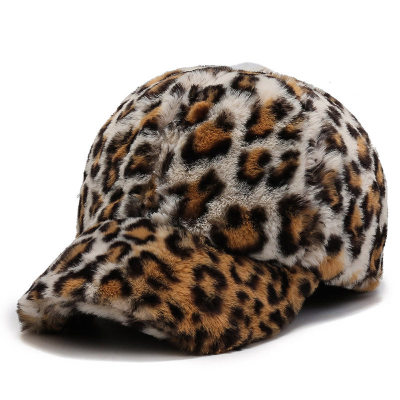 Leopard Fleece Baseball Cap