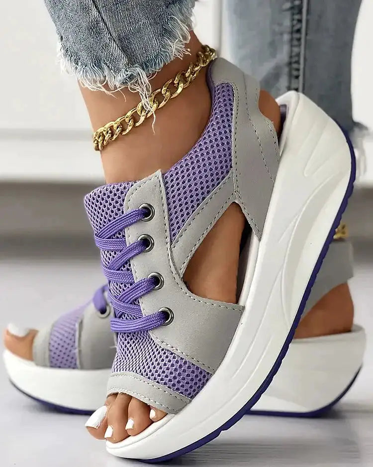 Women's Open Toe Sneakers with Cut Out Design