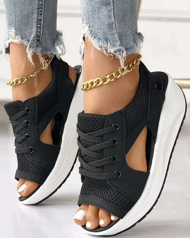 Women's Open Toe Sneakers with Cut Out Design