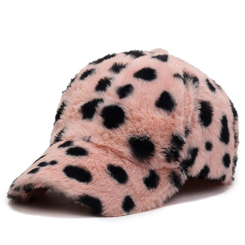 Leopard Fleece Baseball Cap