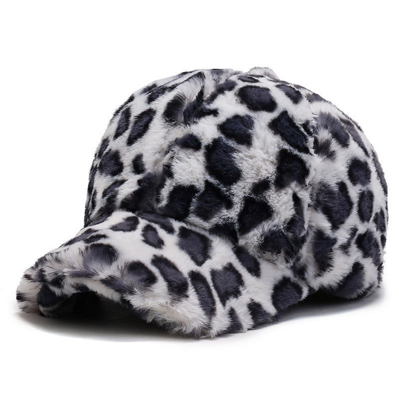 Leopard Fleece Baseball Cap