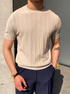 Men's Round Neck Knitted T Shirt