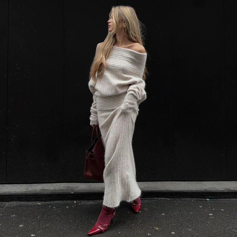 Cozy Off-Shoulder Winter Dress