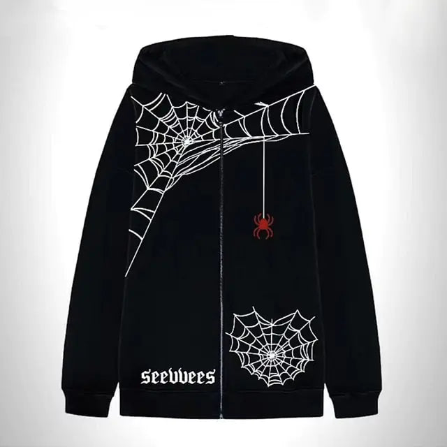 Skeleton Rhinestones Off White Full Zip Hoodie