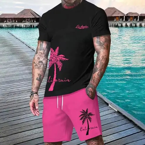 Men's Hawaiian Beach Shirt & Shorts Set