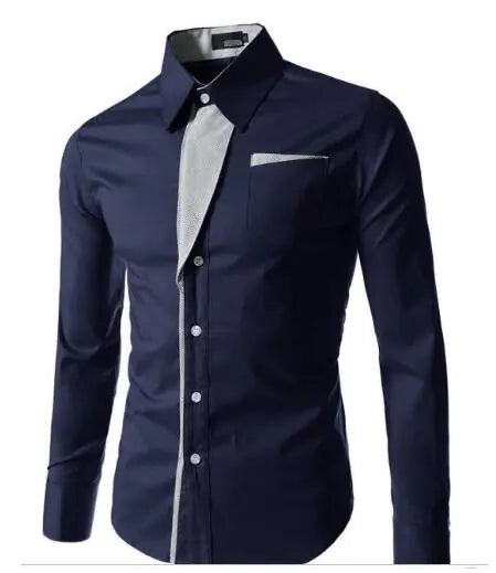 Male Fashion Shirts Full Sleeve Stripe Shirt Men Slim Fit Design Formal   Dress Shirts 14 Colors Size M-4XL