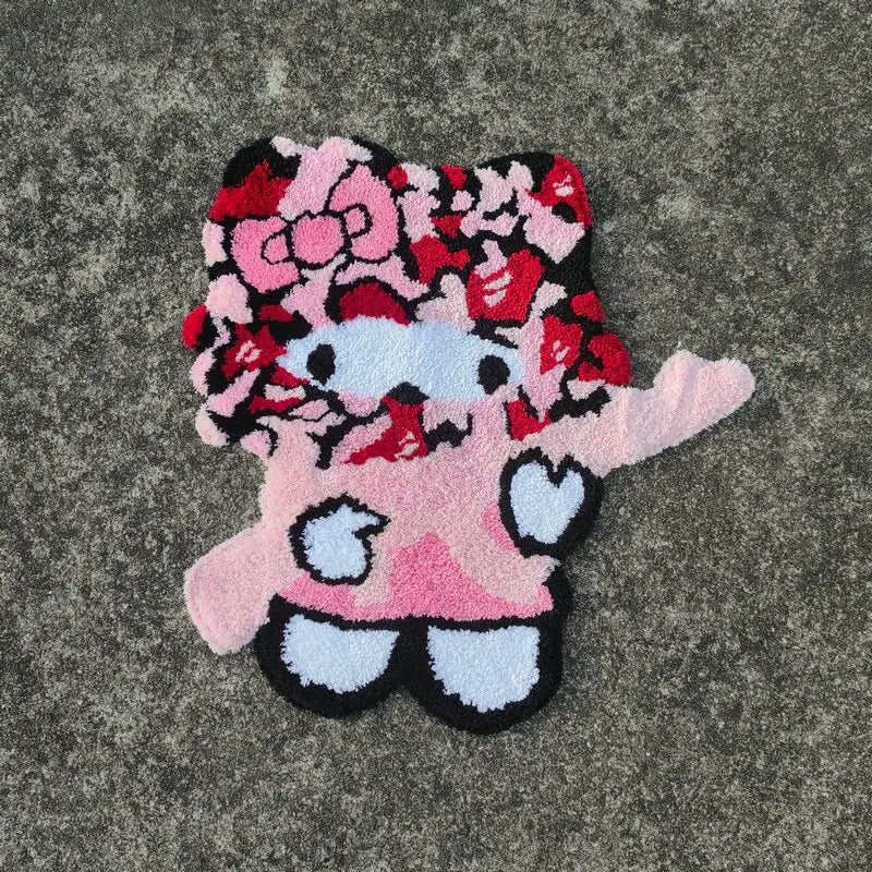 Cartoon Anime Pink Soft Tufted Rug 3D Irregular Plush Kawaii Girls