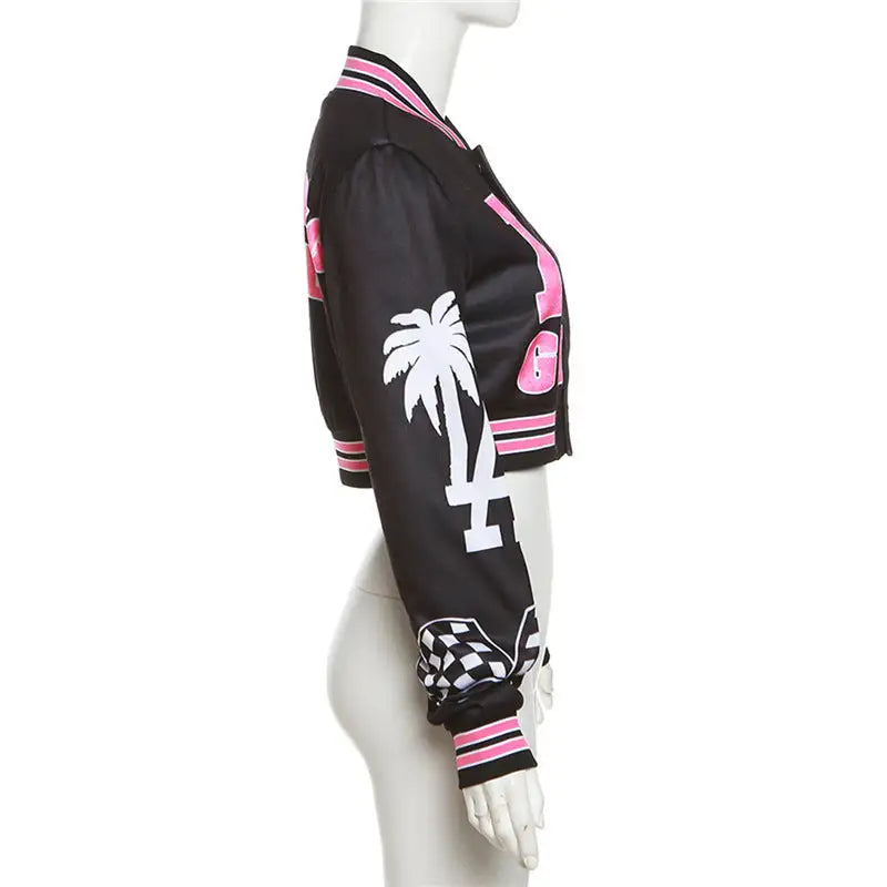 IT GIRL Printed Varsity Jacket