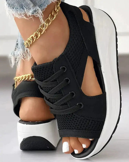 Women's Open Toe Sneakers with Cut Out Design