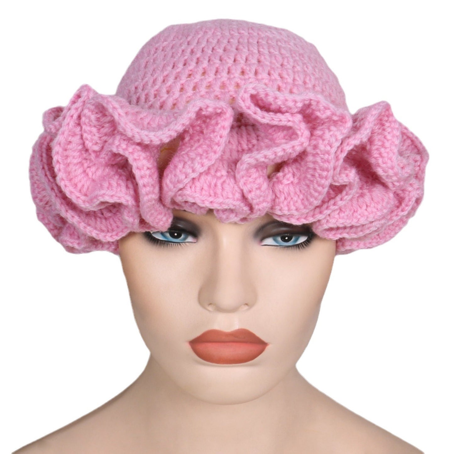 Hand Made Knitted Lace Bamboo Ruffled Hat