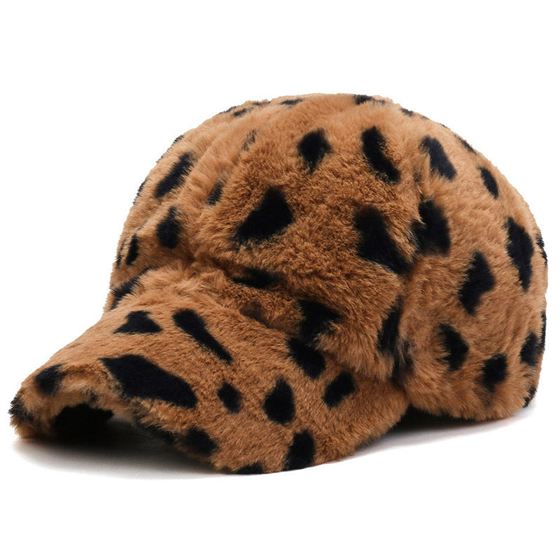 Leopard Fleece Baseball Cap