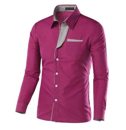 Male Fashion Shirts Full Sleeve Stripe Shirt Men Slim Fit Design Formal   Dress Shirts 14 Colors Size M-4XL