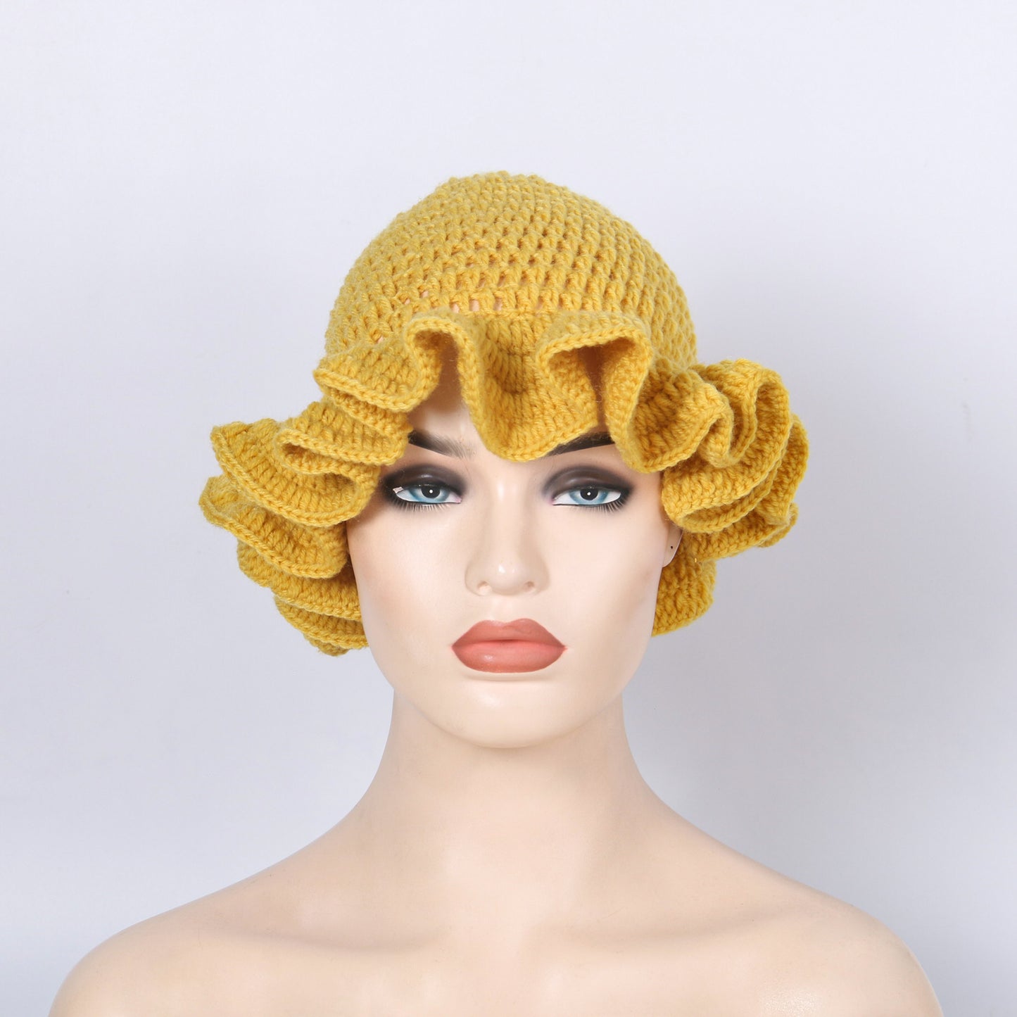 Hand Made Knitted Lace Bamboo Ruffled Hat