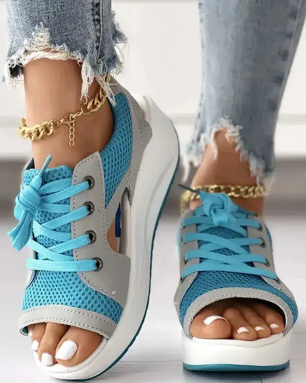 Women's Open Toe Sneakers with Cut Out Design